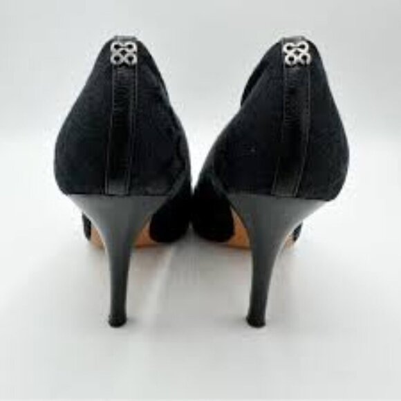 Coach Signature Jacquard Black Classic Pointed Toe Pumps Career Logo Size 8.5 - Picture 9 of 10